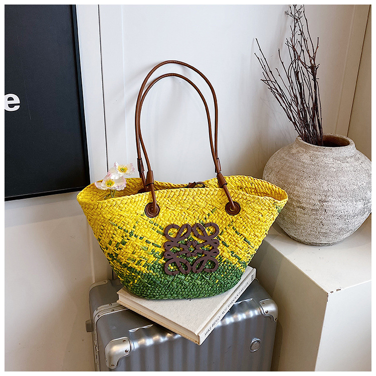 New Fashion Designer Handbag Grass Woven Bag for Women 2025 Woven Tote Bag