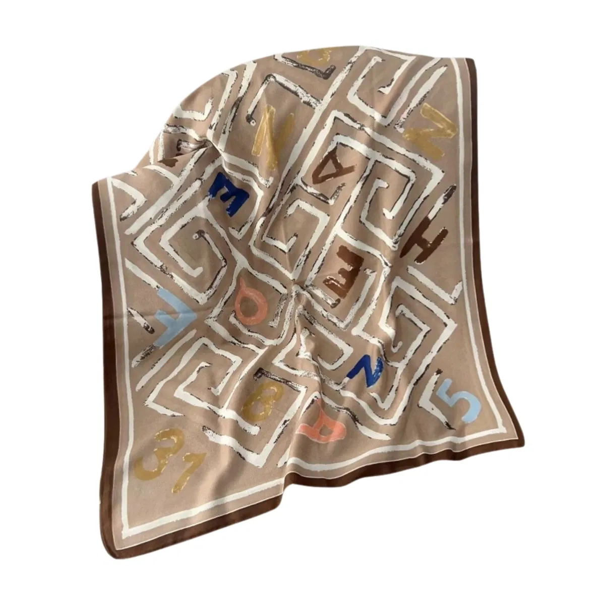 Abstract Number Maze Fashion Scarf Polyester Printed Lady Shawl Hijab Muslim Headband