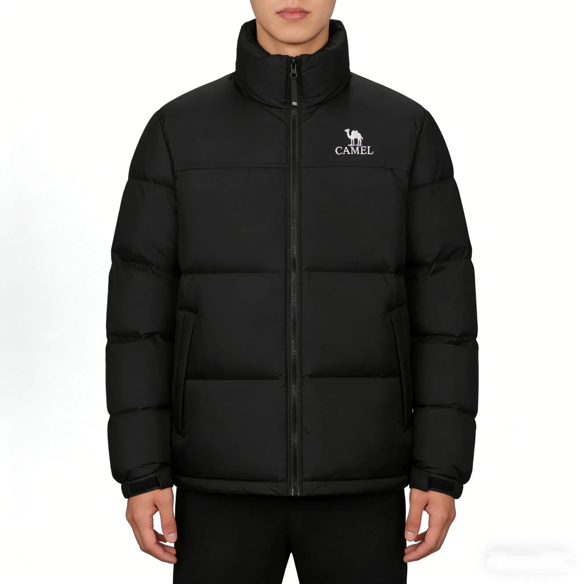 Camel Crown Patchwork Puffer Coat Unisex Color Block Cotton Down Jacket 2026 Autumn Winter Warm Thickened Outerwear