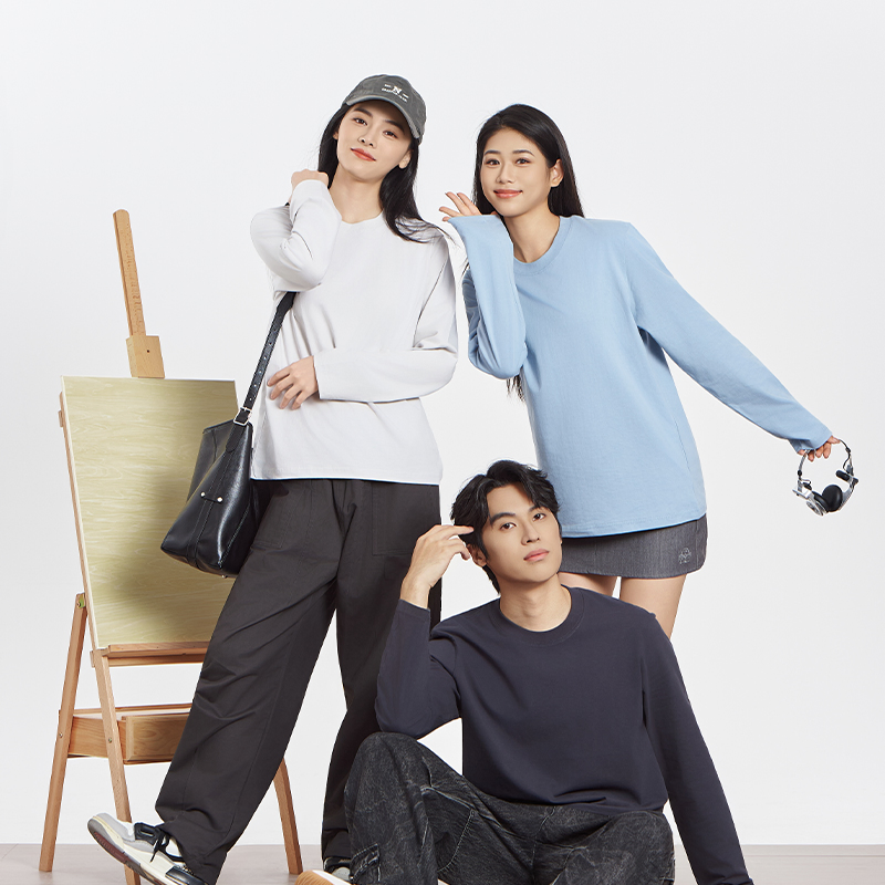 Wholesale 230g Unisex Plain Cotton Long Sleeve T Shirt Custom Logo OEM ODM Print Embroidery DTG Printing Basic Blank Tee