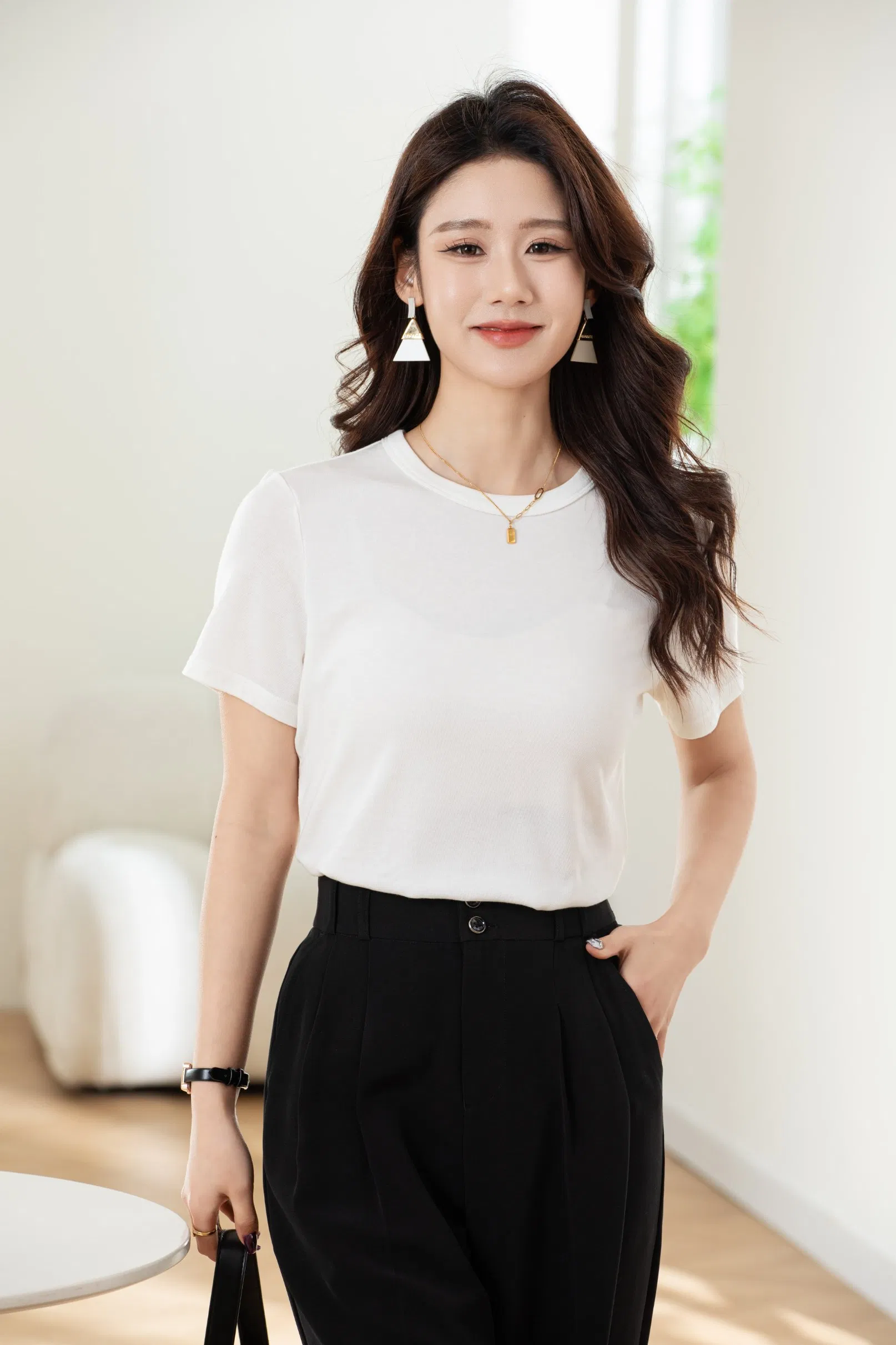 Three Colors Women Basic Short Sleeve Plain Tee Shirt Sport Apparel