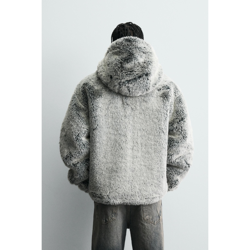 Color Block Design Vintage Style Lightweight Outerwear Mens Contrast Fleece Bomber Jacket