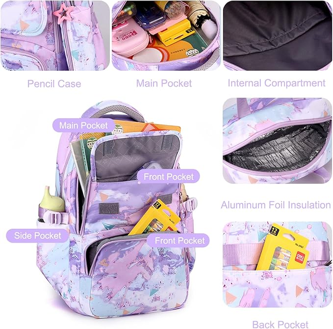 Wholesale Fashion Girls School Backpack 3PCS Set with Lunch Bag Pencil Case Children Backpack for Kids Student Beautiful Bookbags