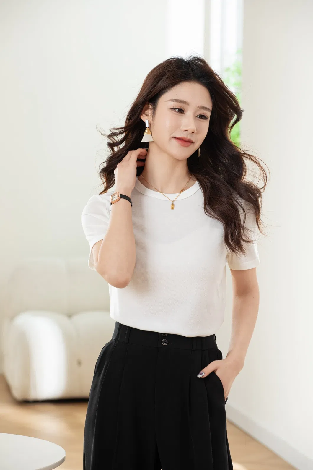 Short Sleeve Plain Tee Shirt 1