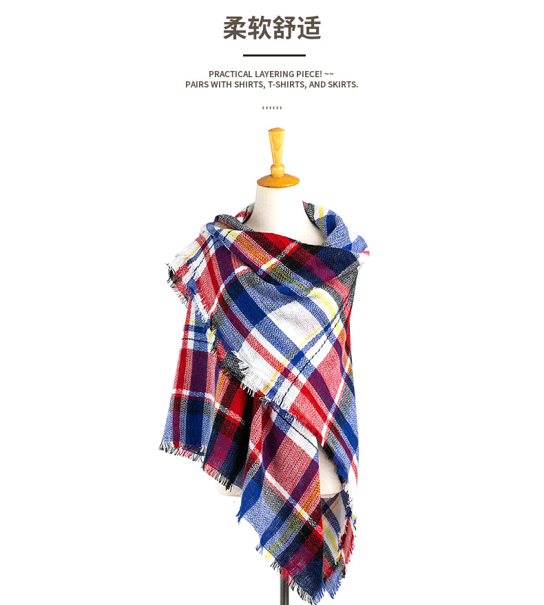 Fashion Quality Ladies Elegant Checked Woven Scarf Wrap Poncho Shawl