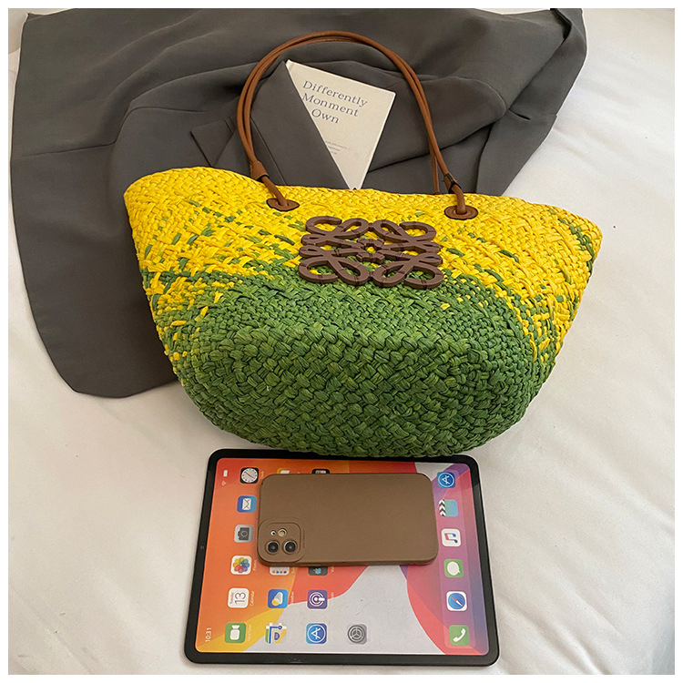 New Fashion Designer Handbag Grass Woven Bag for Women 2025 Woven Tote Bag