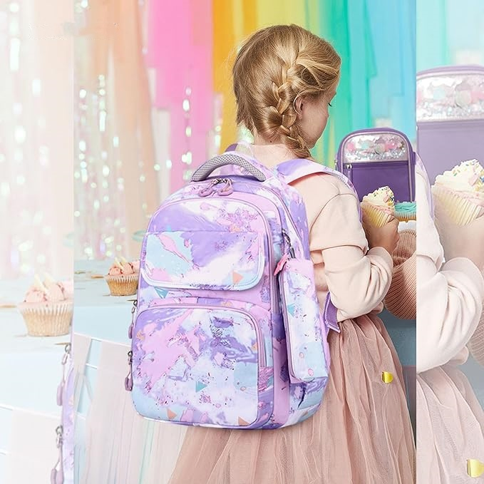 Wholesale Fashion Girls School Backpack 3PCS Set with Lunch Bag Pencil Case Children Backpack for Kids Student Beautiful Bookbags