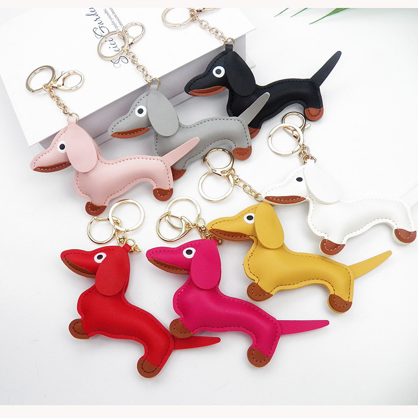 New Dachshund Dog Bag Pendant PU Leather Doll Key Chain Accessories Luggage Accessories
