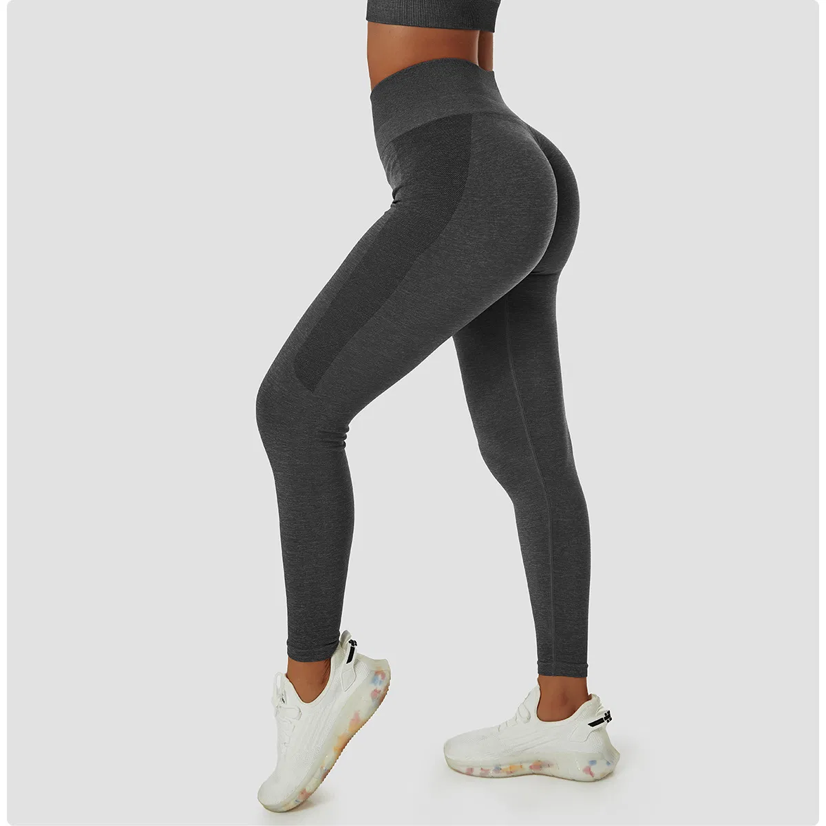 Wholesale Gym Wear for Women Sports Leggings High Waist Seamless Washed Denim Fabric Yoga Pants