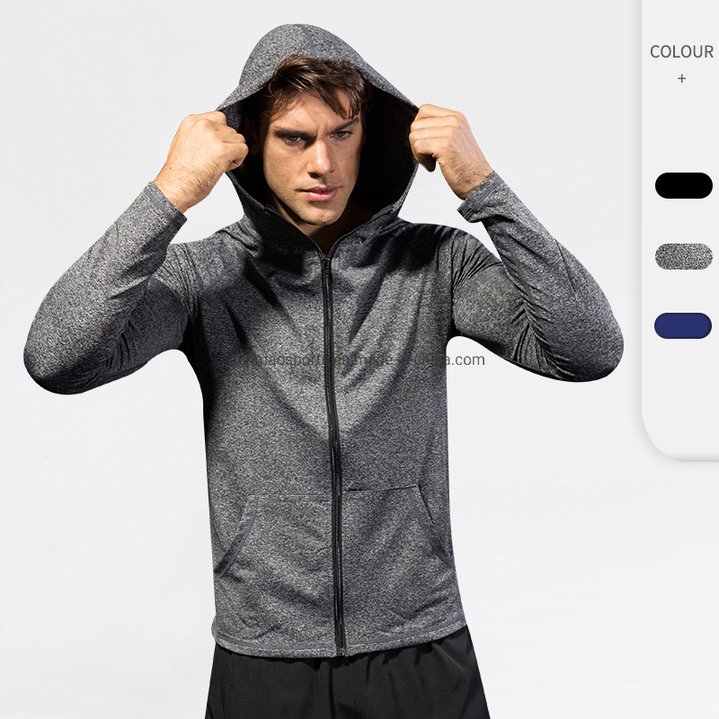 Autumn Thickened Sports Coat Fitness Running Training Long Sleeve Zipper Jacket Casual Hoodie Quick Dry Wear