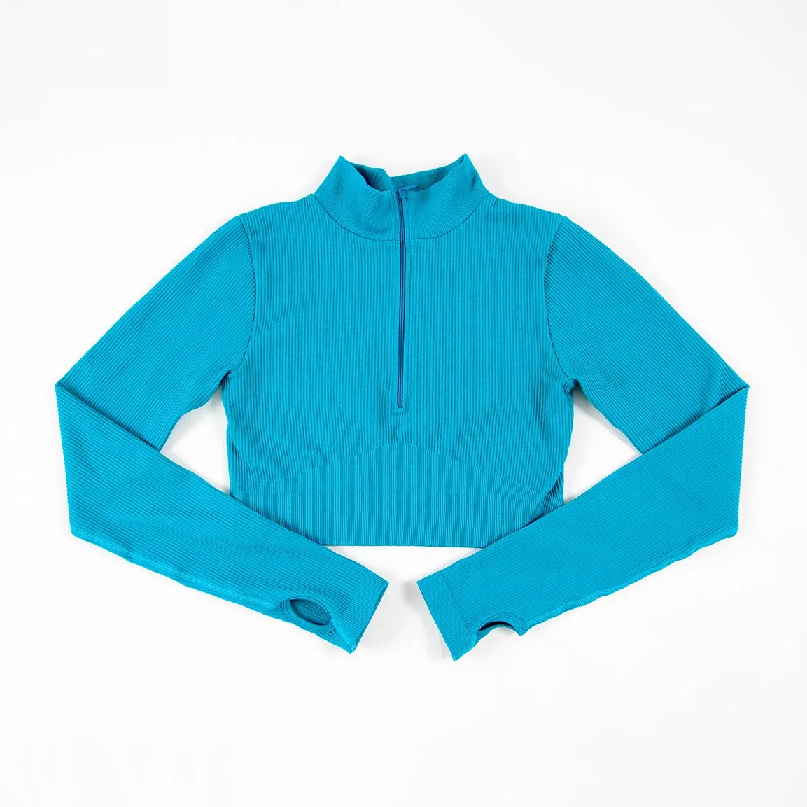 Wholesale New Arrival Ladies Gym Outfit Long Sleeve Crop Top Yoga Sets Seamless Ribbed Activewear