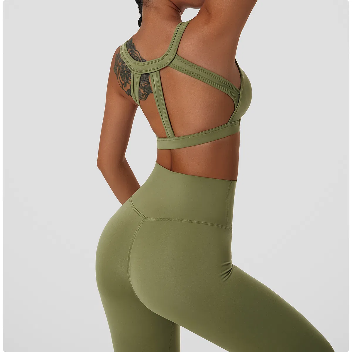 Eco Friendly Recycled Fabric Activewear Nude Sport Bra Yoga Clothing Set Sustainable Gym Fitness Sets