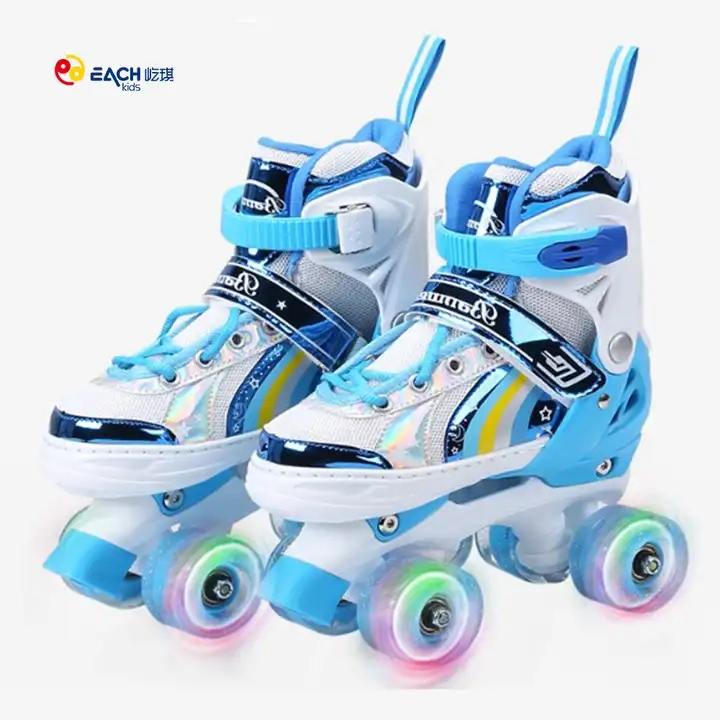 Each Fashion Flashing Double Wholesale Quad Row Roller Skates for Kids