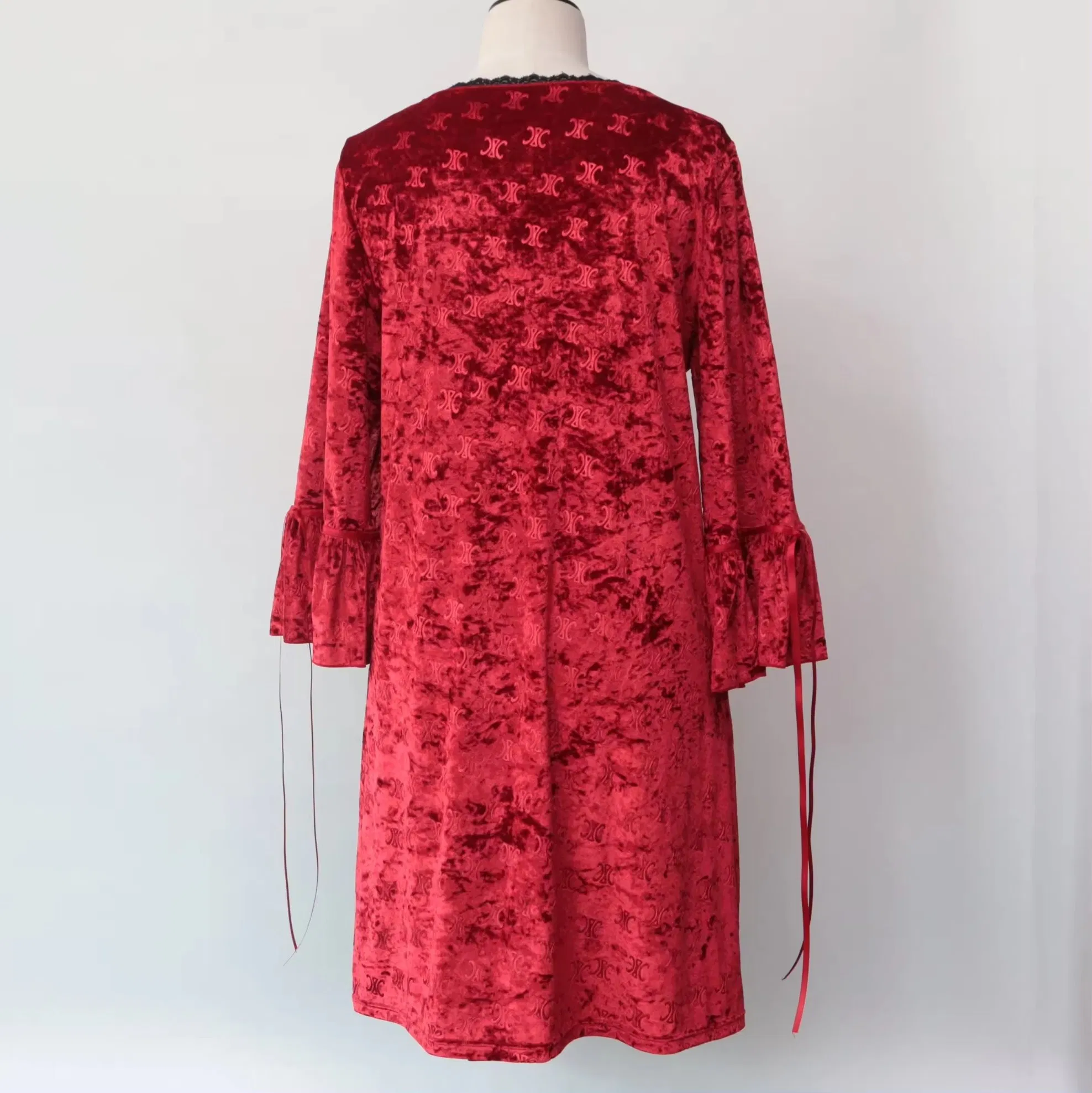 Intiflower Nl11 Rose Red Romantic Sexy Sleepwear Dress Long Sleeve Women's Autumn Winter Sleepwear Loungewear