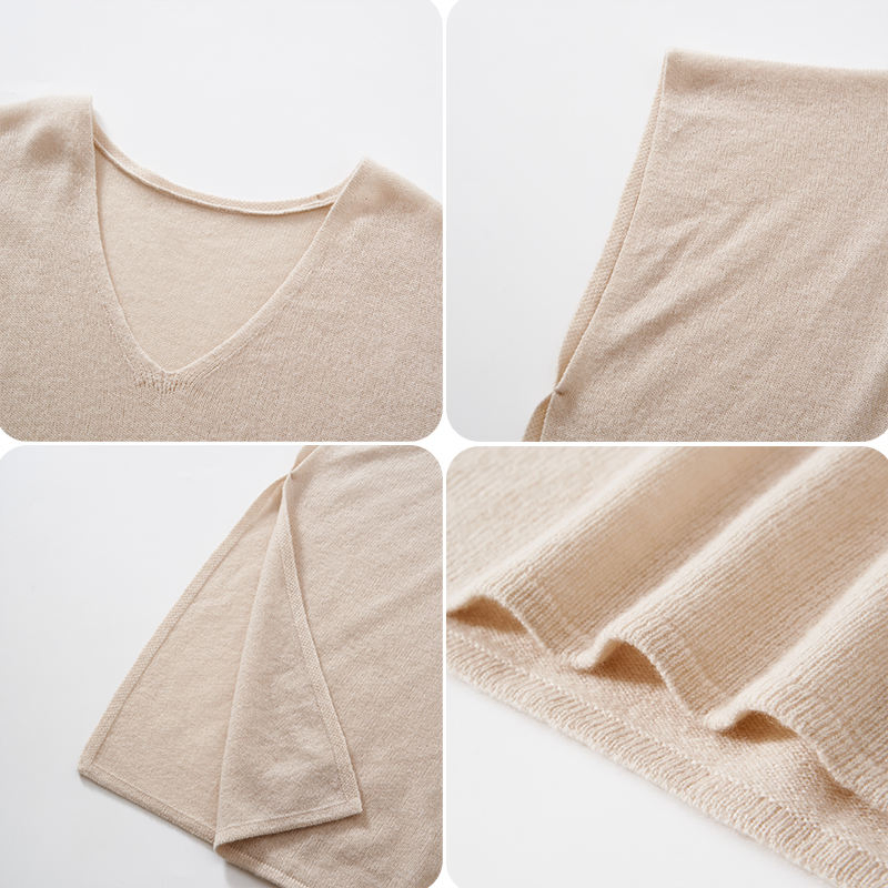 Custom Scarf Casual Chic Style Knitwear V-Neck Batwing Sleeve Loose Top Pullover Sweater Women's Premium Knit Cashmere Shawl