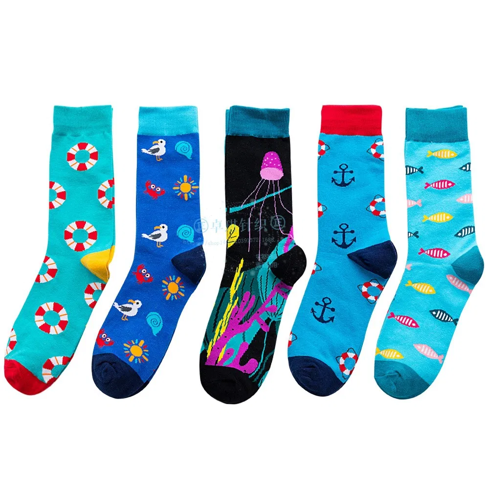 Classic Men Dress Socks OEM Men's Casual Premium Cotton Socks Custom Logo Fashion Trendy Socks