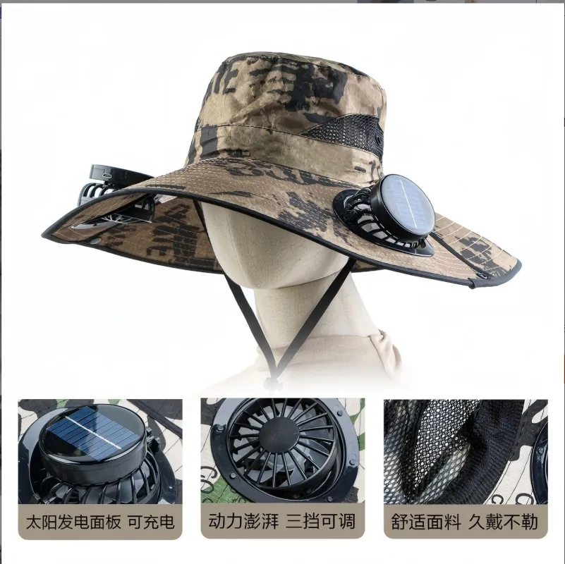 Solar Fan Hat Foldable Design