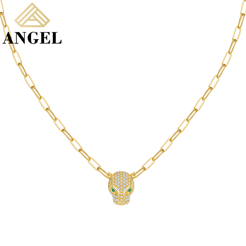 Men &amp; Women Accessories 925 Silver Jewellery Set Cubic Zirconia Ring Earring Pendant Necklace Bracelet Fashion Leopard Head Animal Jewelry for Factory Wholesale