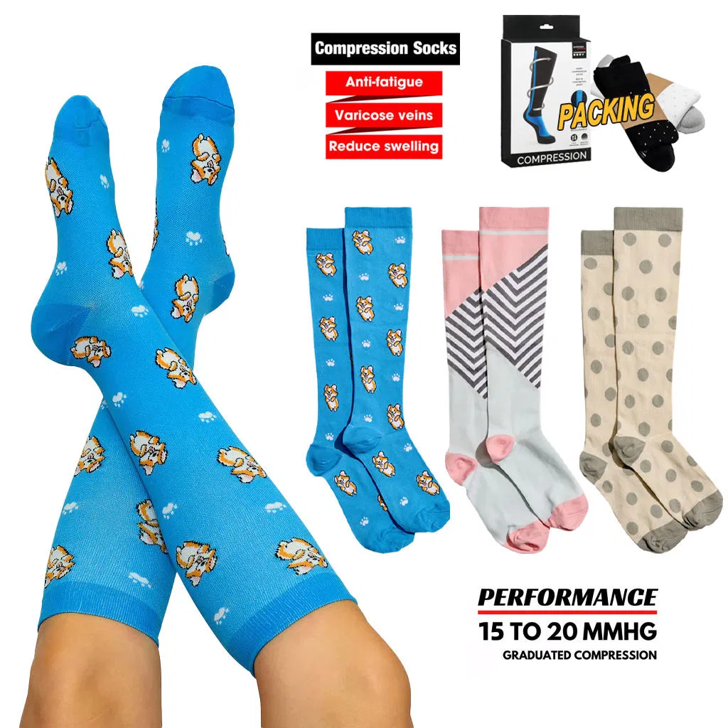 High Quality Custom Compression Socks Unisex Plus Size Women Knee High Socks Nurse Medical Compression Socks