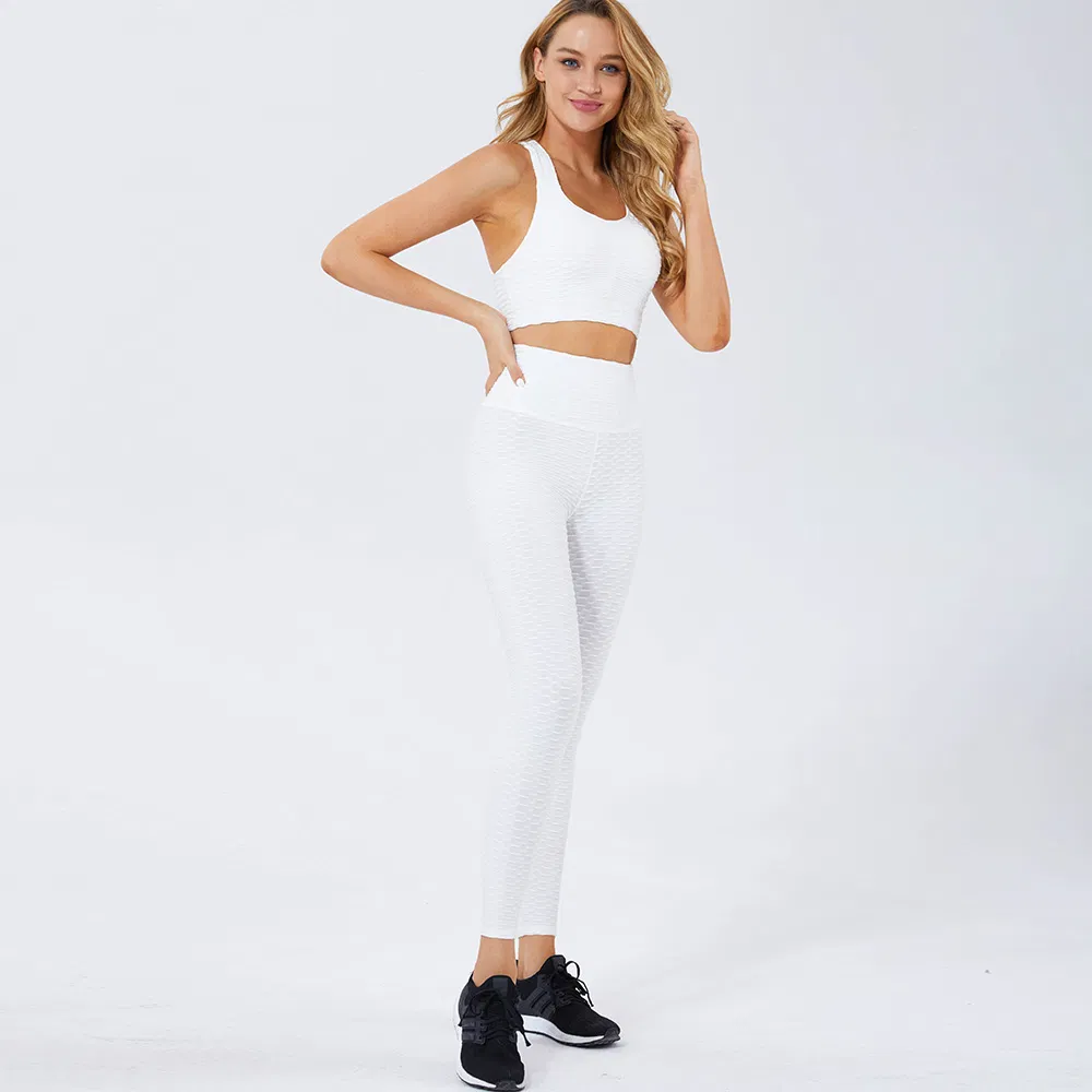 Activewear Stretch Breathable Zipper Sports Bra Gym Workout Pants Elastic Solid Color Yoga Workout Set