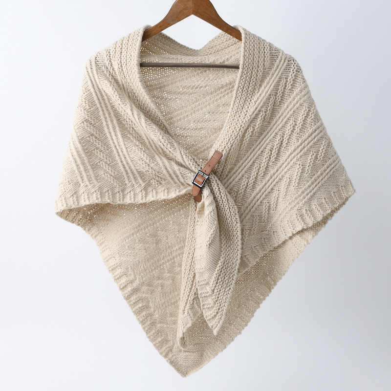 Custom Clothing Factory Women Ladies Autumn Winter Fashion Trendy Thick Knitted Sweater Scarf Cape Shawls