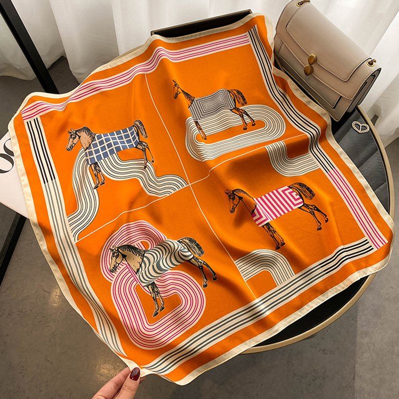 Printed Lady High-End Silk Scarf 100% Mulberry Silk Square Shawl