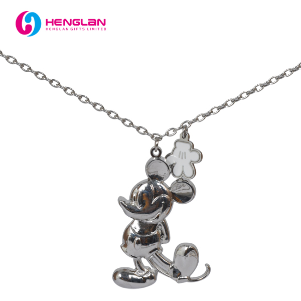 Factory Custom Made Silver Nickel Plated Fashion Enamel Metal Alloy Children Accessory Wholesale Customized Kids Ornament Hello Kitty Colorful Rainbow Necklace