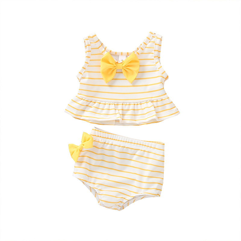 2022 Children's Two-Piece Swimwear Striped Sleeveless Swimsuit Beachwear for Little Girls