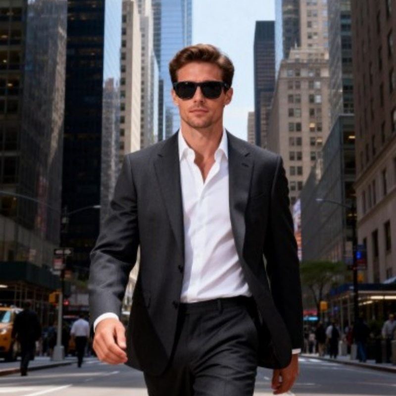 Polarized Black Square Sunglasses Men Business Fashion Eyewear