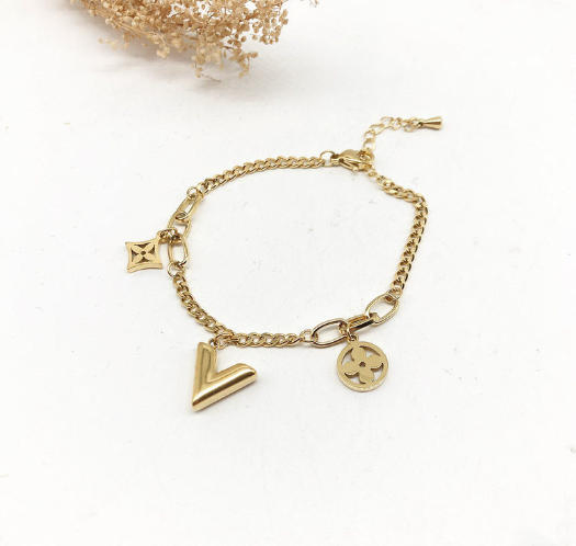 Manufacturer Custom Jewelry Gold Filled Non Tarnish 14K 18K Gold Plated Stainless Steel Clover Bracelet Wholesale Women Fashion Designer Replica Brand Jewelry