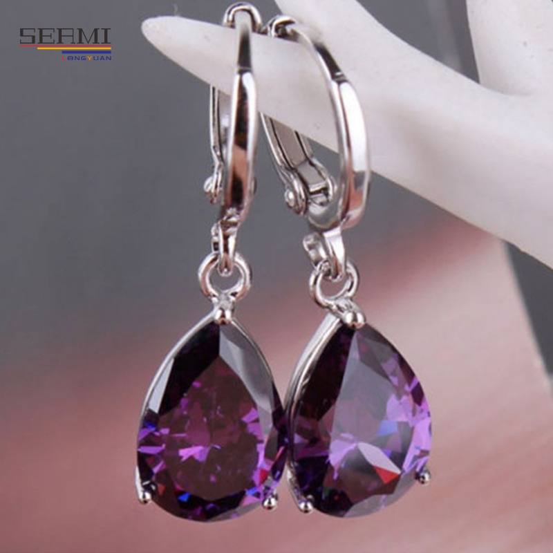 Hot Wholesale Pink Zircon Earrings Fashion Jewelry