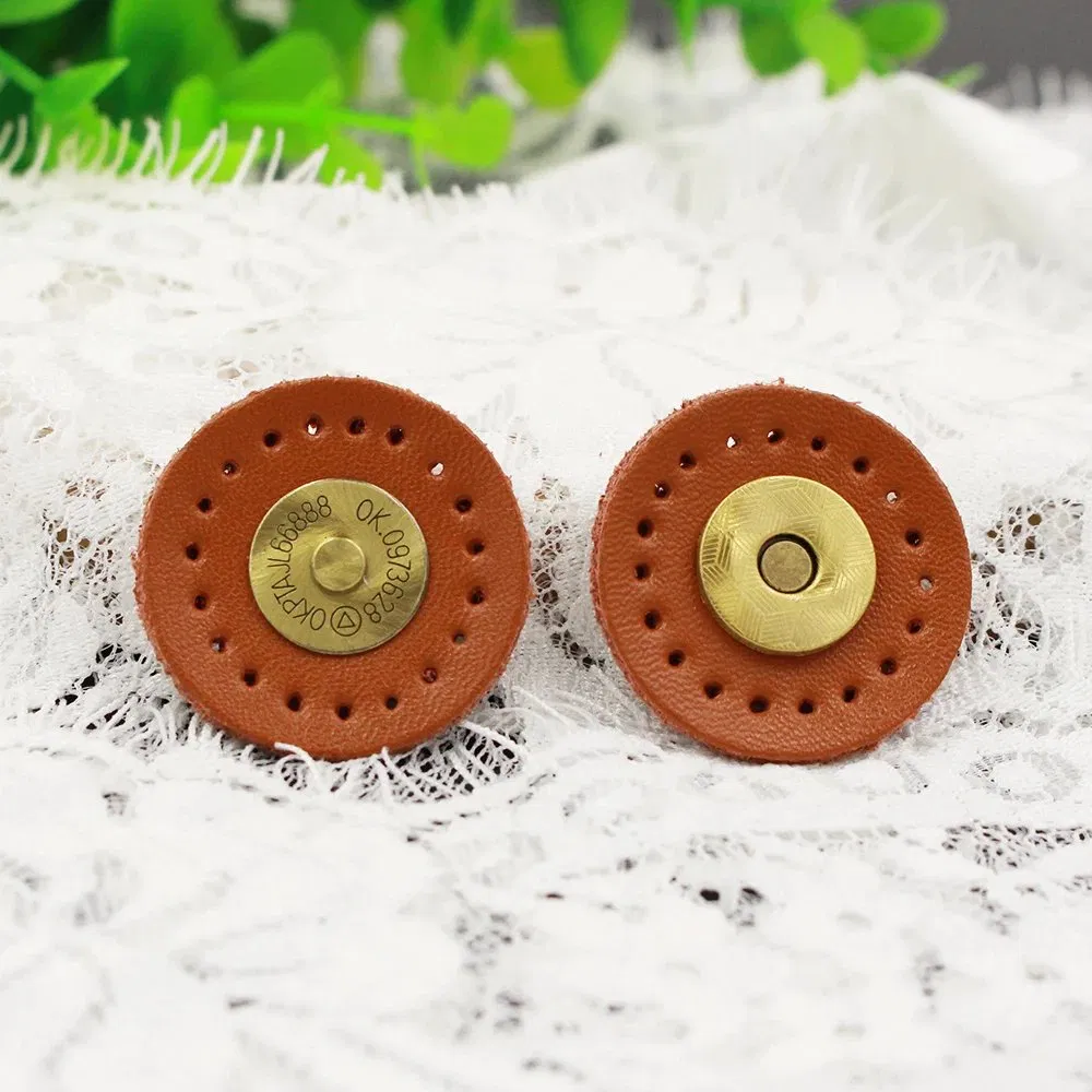Round Genuine Leather Magnetic Snap Buckle Bag Fastener Bag Replacement Sewing Accessories