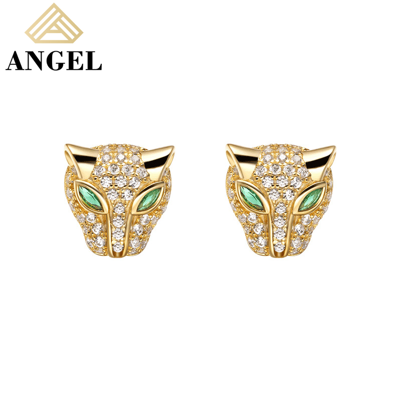 Men &amp; Women Accessories 925 Silver Jewellery Set Cubic Zirconia Ring Earring Pendant Necklace Bracelet Fashion Leopard Head Animal Jewelry for Factory Wholesale