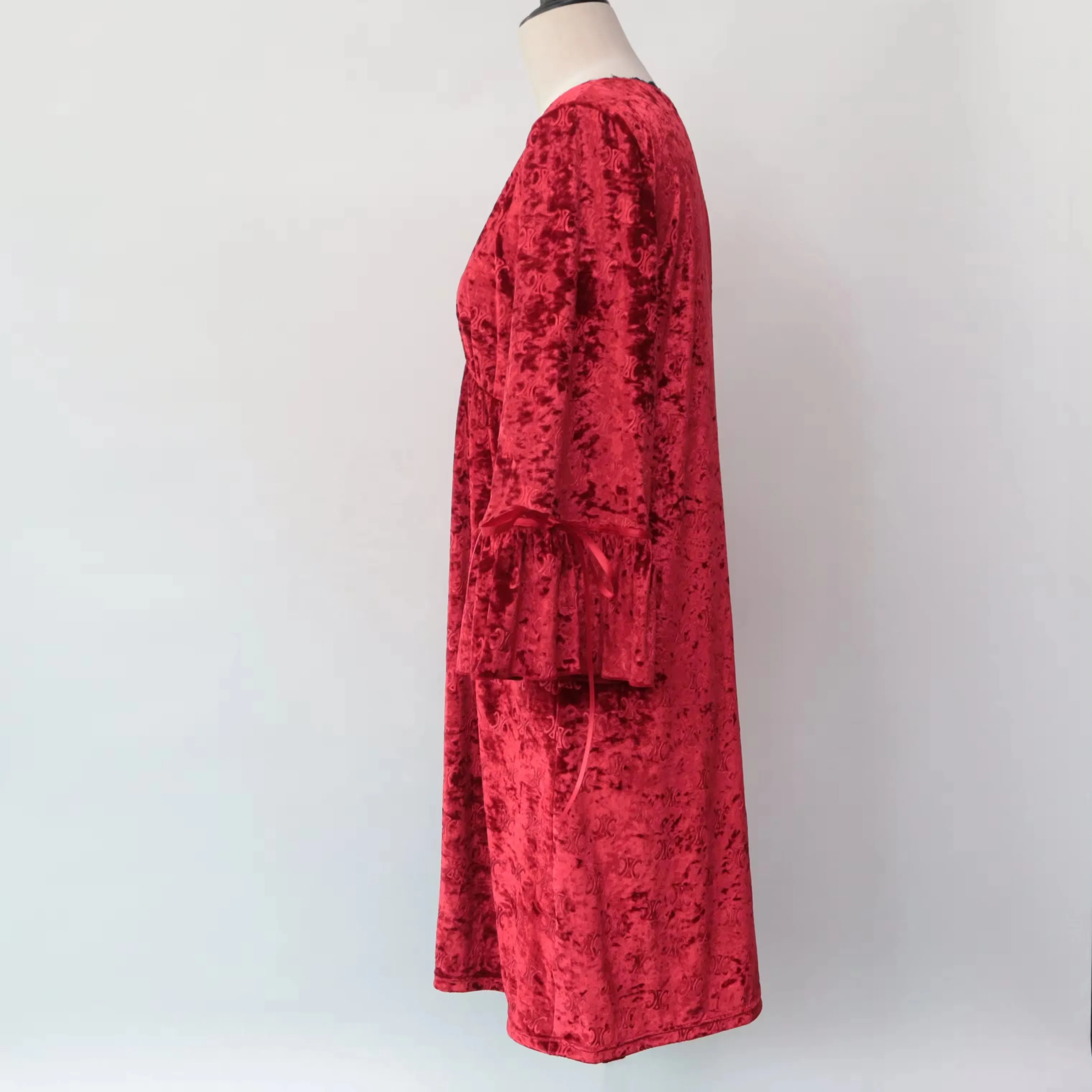 Intiflower Nl11 Rose Red Romantic Sexy Sleepwear Dress Long Sleeve Women's Autumn Winter Sleepwear Loungewear