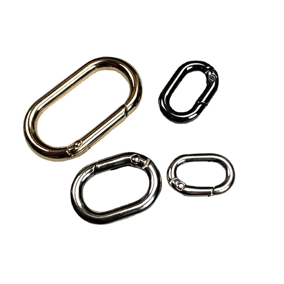 Leather Clip Spring Oval Ring Bag Leather Accessories