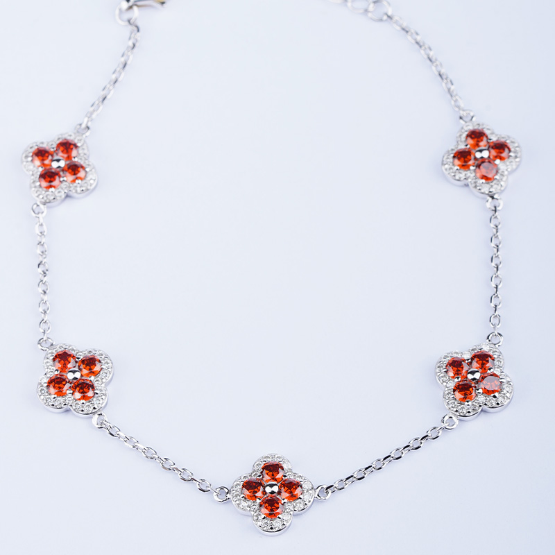 S925 Sterling Silver-Plated Platinum Five-Flower Fashion Jewelry Sets