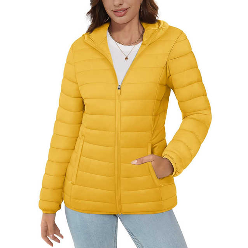 Jacket Women's Hooded Puffer Jacket Lightweight Quilted Padded Coat 3 Pockets Zip-up Winter Warm Outerwear
