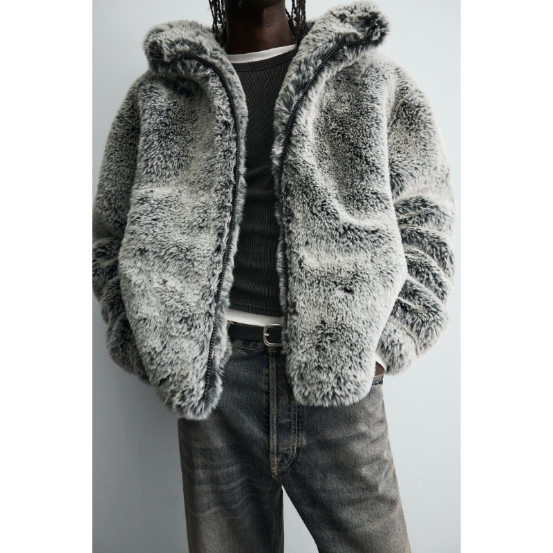 Color Block Design Vintage Style Lightweight Outerwear Mens Contrast Fleece Bomber Jacket