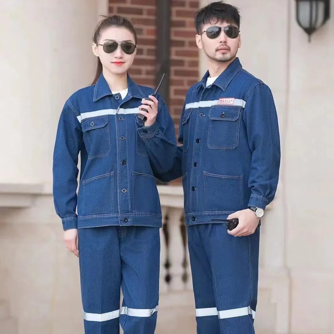 Workwear Sets Denim Reflective Labor Protection Uniforms Applicable to Construction Sites Factories and Workshops