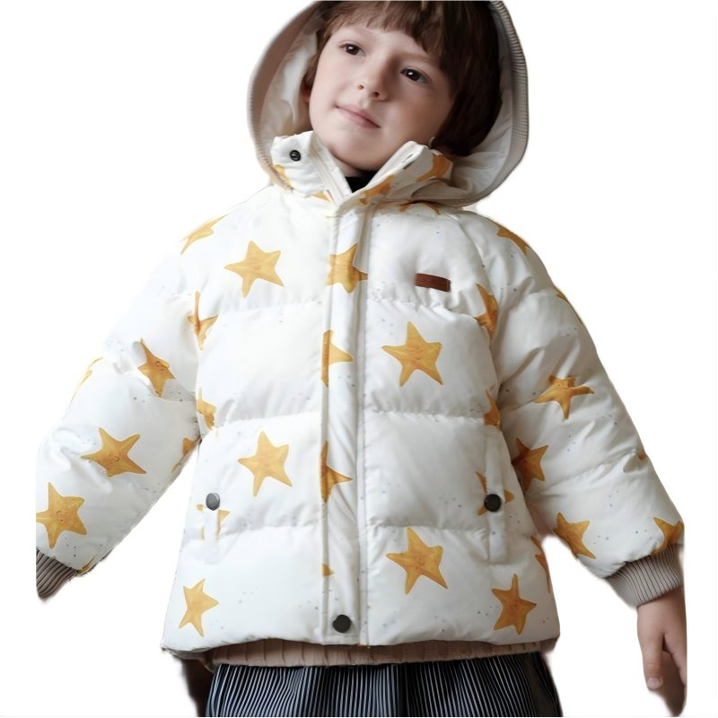 Kids' White Duck Down Jacket - Windproof &amp; Warm Outerwear