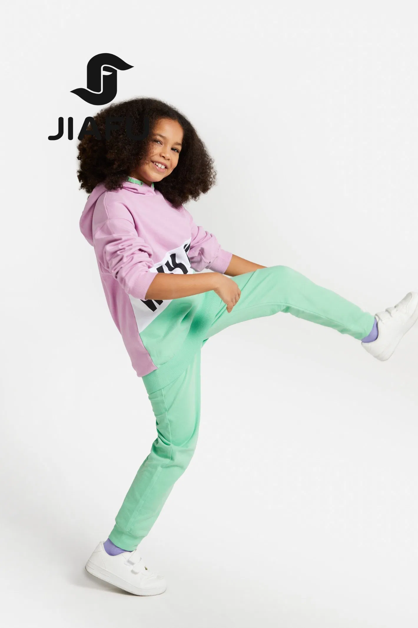 Trendy Customized Wholesale Children Clothing Kid Girl Sport Wear Casual Wear Cotton Set Sweatshirt and Joggers Pants