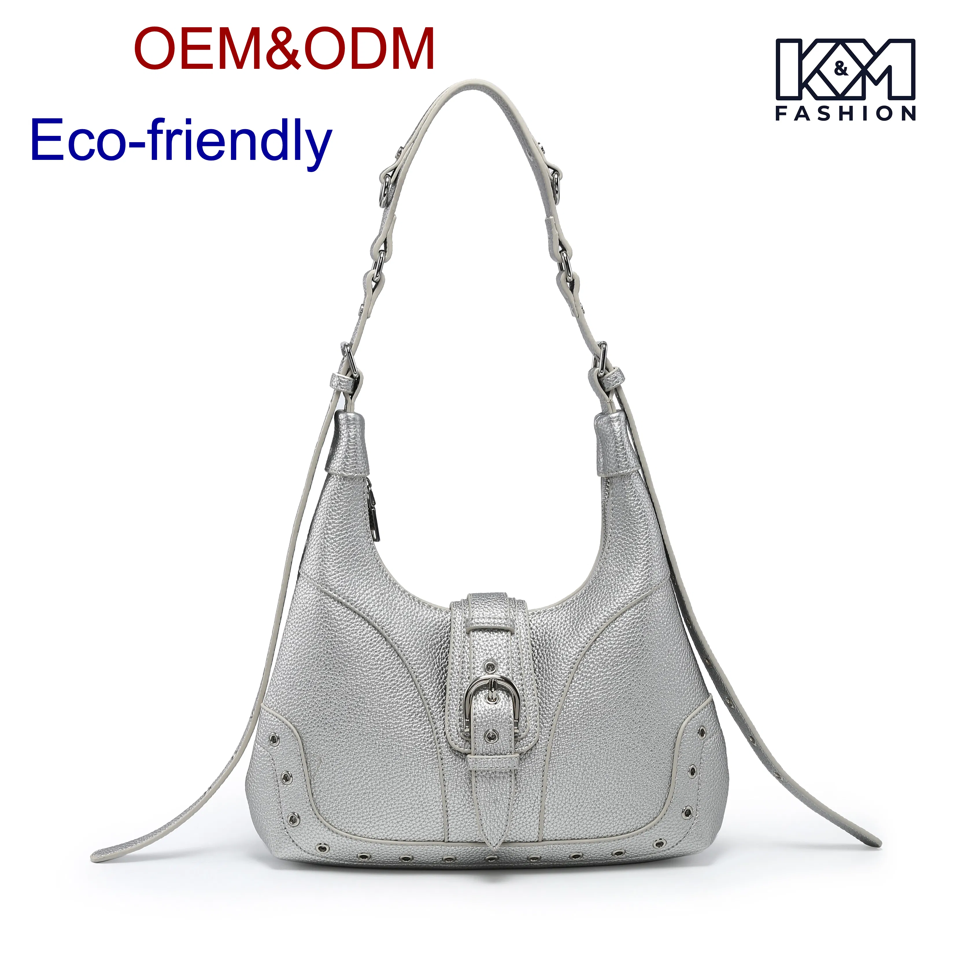 Chic Metallic Hobo Tote Bag with Eyelet Design for Fashion Lovers