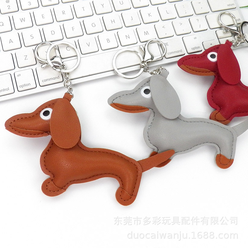 New Dachshund Dog Bag Pendant PU Leather Doll Key Chain Accessories Luggage Accessories