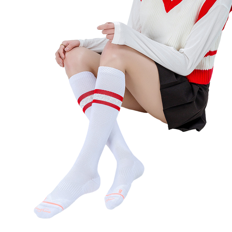 Custom Youth Soft and Stretchy Kids Performance Socks Youth Hosiery in Pink/White/Green/Black Breathable Knee High Stockings for Students Socks