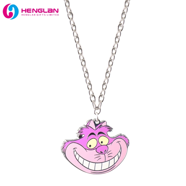 Factory Custom Made Silver Nickel Plated Fashion Enamel Metal Alloy Children Accessory Wholesale Customized Kids Ornament Hello Kitty Colorful Rainbow Necklace