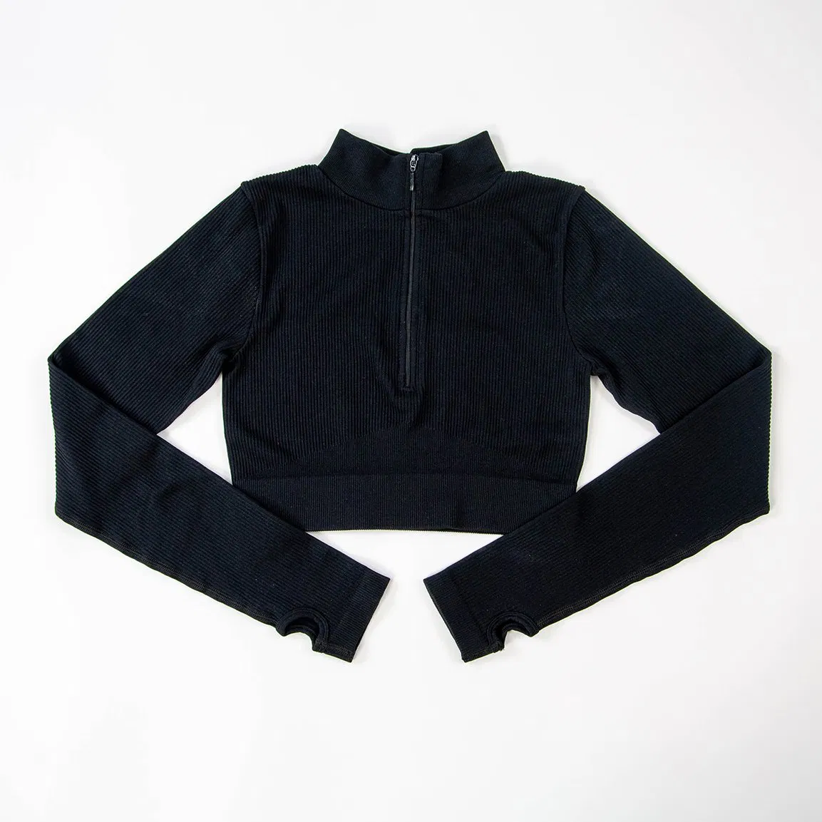 Wholesale New Arrival Ladies Gym Outfit Long Sleeve Crop Top Yoga Sets Seamless Ribbed Activewear