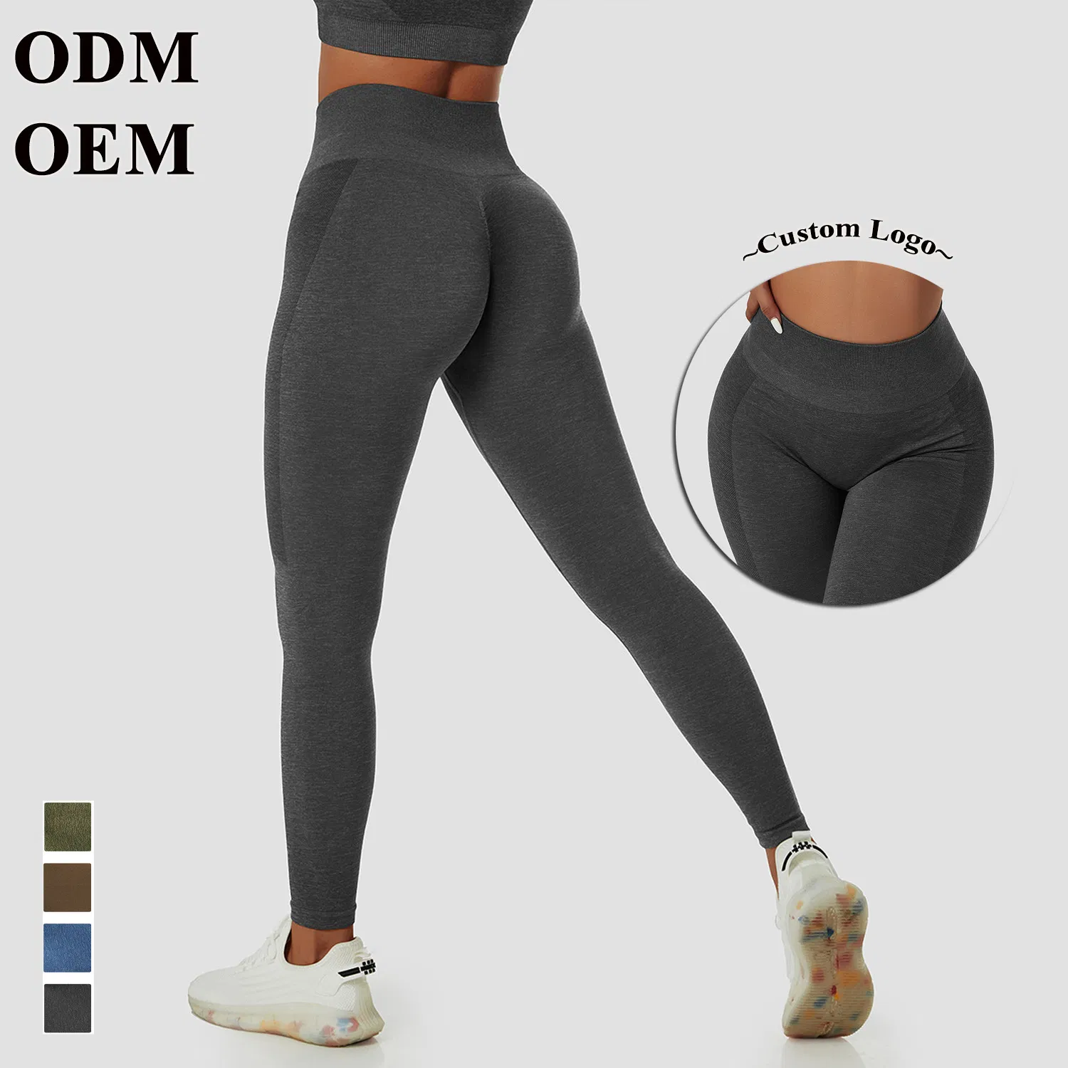 Wholesale Gym Wear for Women Sports Leggings High Waist Seamless Washed Denim Fabric Yoga Pants