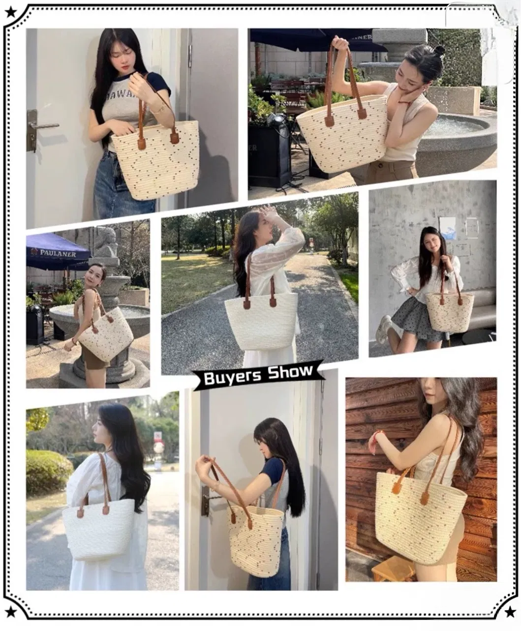 Woven Straw Handbag Full Look