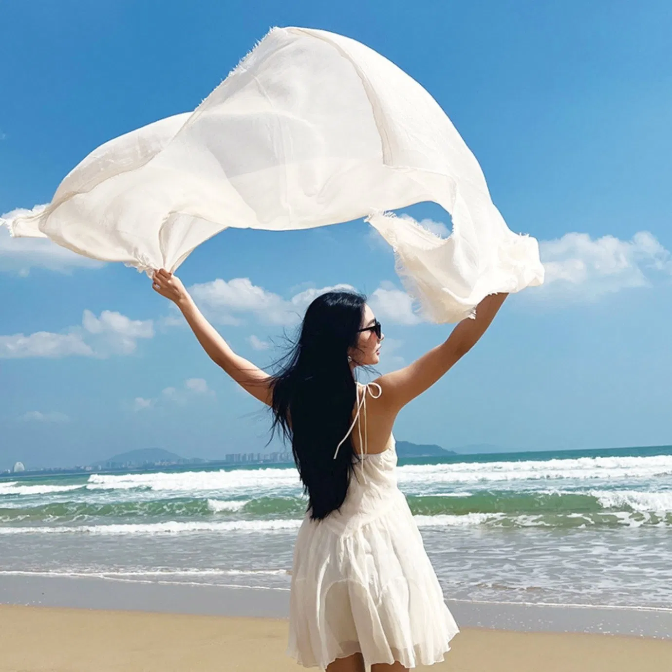 Lightweight Breathable Polyester Viscose Rayon Shawl Scarf Wrap for Women