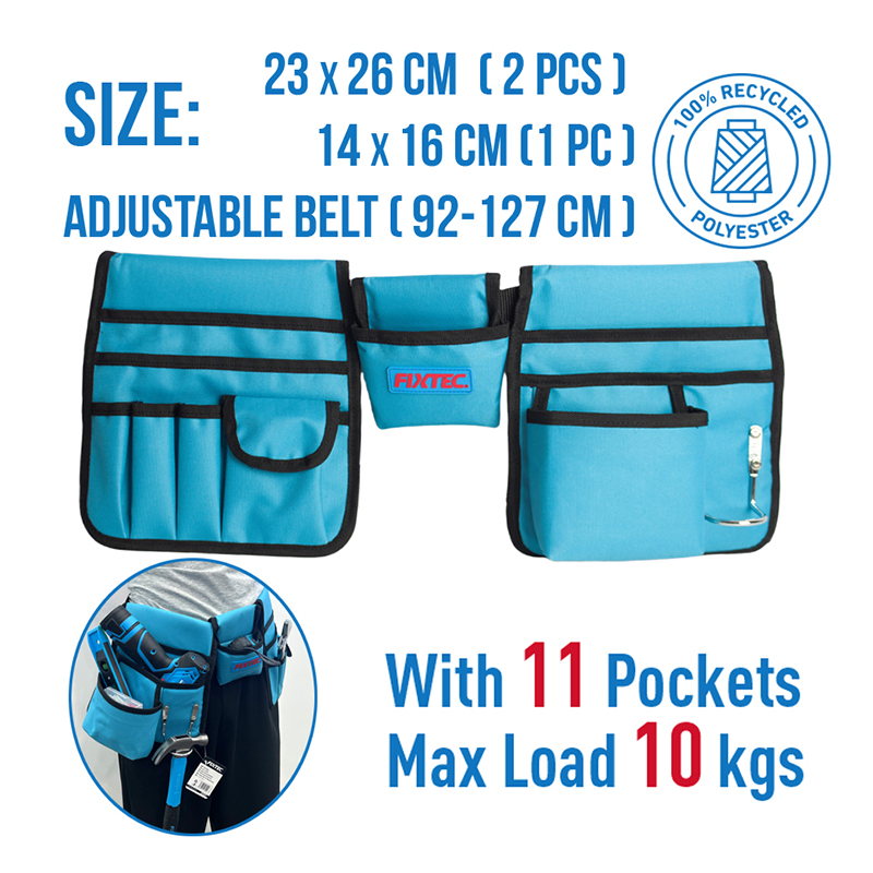 Fixtec Wholesale Durable Tool Bag Wear-Resistant Electrician Drill Holster Tool Belt Waist Pouch Bag